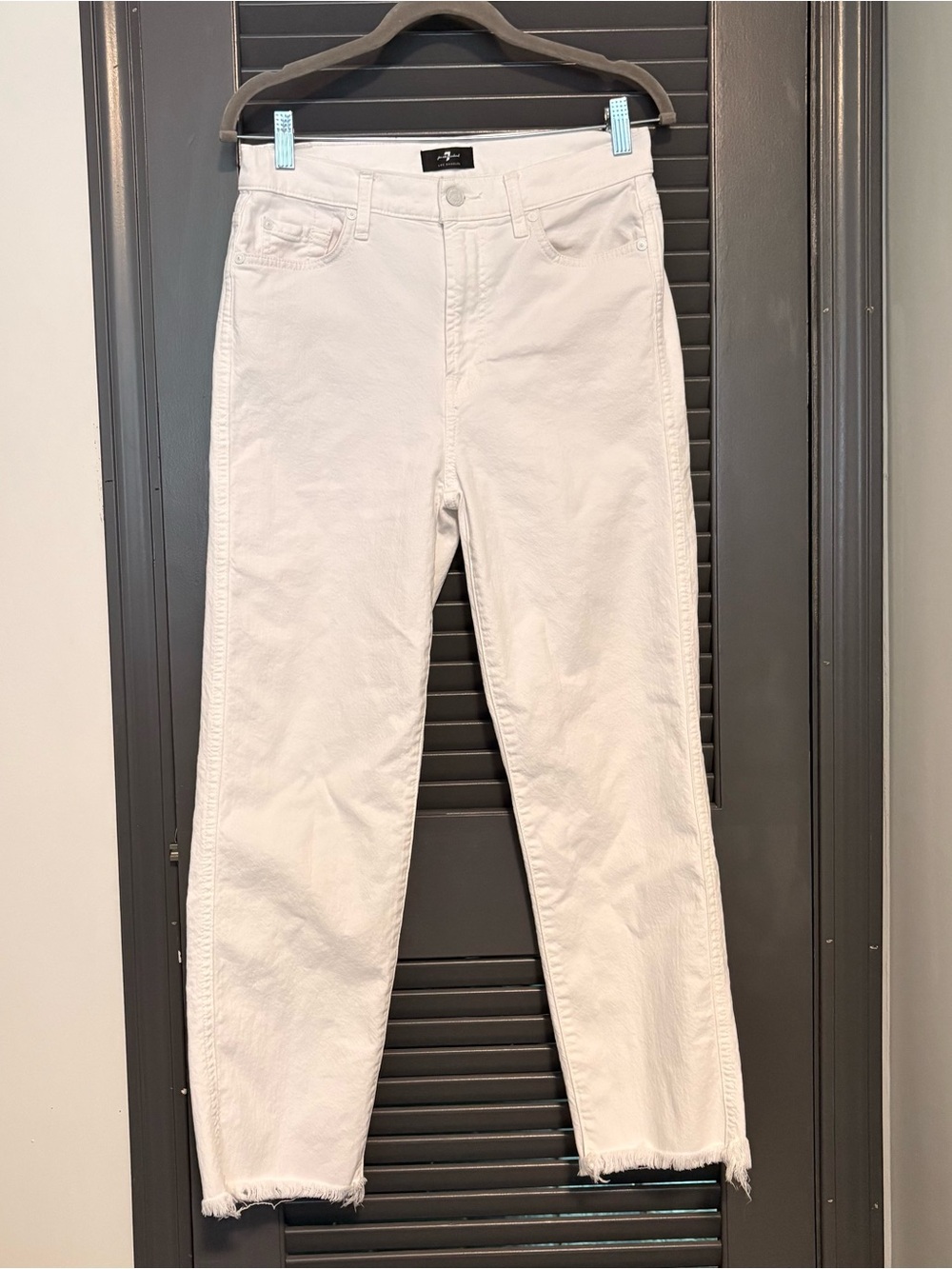 7 For All Mankind White Straight Leg Jeans